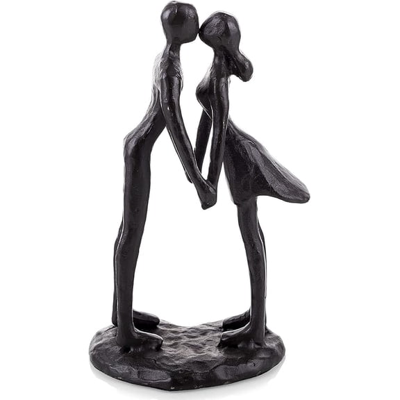 Couple Sculptures Cast Iron Gift for Anniversaries Wedding Small Modern Abstract Figurine Decorative Metal Statues Romantic Passionate Love Ornament for Couples Valentines