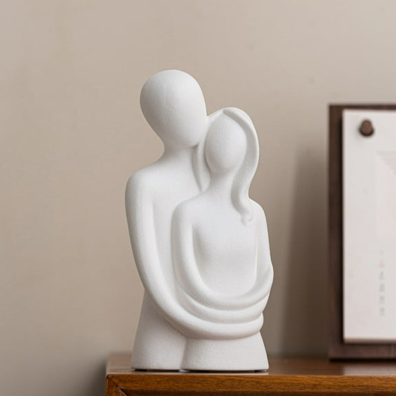 Couple Sculptures for Home Decor, Hugging Figurines,Modern Romantic Sculptures for Living Room Bedroom Office Decor, Gift for Anniversary Valentine Birthday(White)