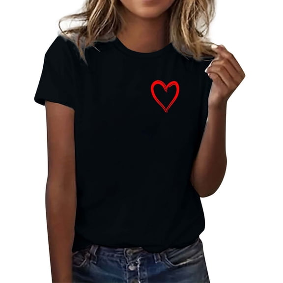 Couple Shirts Valentine'S Day Fashion Short Sleeve Crew Neck Printed Soft Fabric Business Casual,Black,3XL