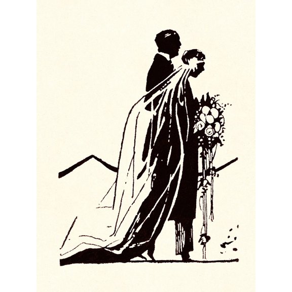 Couple Side by Side Moving Toward a Wedding Ceremony Poster Print - Maxfield Parrish (12 x 16)