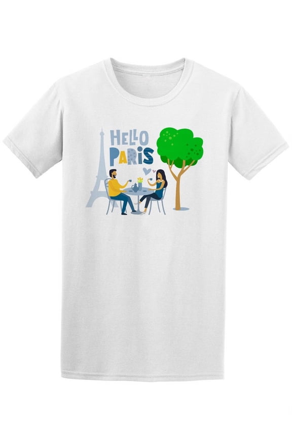 Couple Siting At Parisian Cafe T-Shirt Men -Image by Shutterstock, Male Small