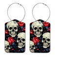 thumbnail image 1 of Couple Skulls Square PU Leather Luggage Tags - 2 Pack with Privacy Cover and Stainless Steel Ring - Suitable for Travel, Backpack, Handbag - Suitcase Tags, Travel Tag, 1 of 7