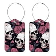 thumbnail image 1 of Couple Skulls Square PU Leather Luggage Tags - 2 Pack with Privacy Cover and Stainless Steel Ring - Suitable for Travel, Backpack, Handbag - Suitcase Tags, Travel Tag, 1 of 7
