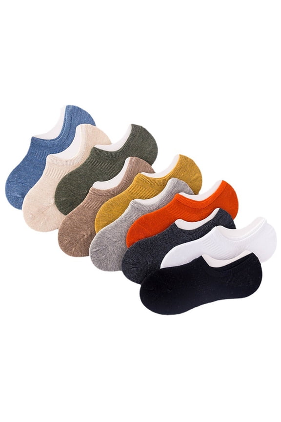 Couple Solid Color Short Cotton Socks , , Spring Socks , Thin Invisible Women's Socks , Size One Size , 10 Pairs