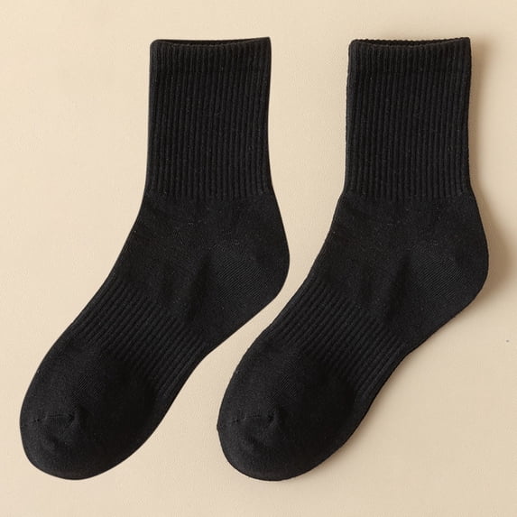 Couple Spring Summer Mid Tube Solid Color Cotton Socks Unisex Sweat Wicking Breathable Athletic Long Socks Black