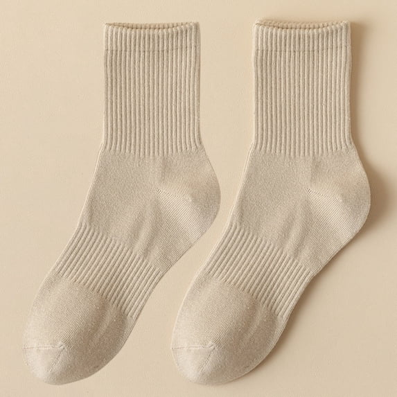 Couple Spring Summer Mid Tube Solid Color Cotton Socks Unisex Sweat Wicking Breathable Athletic Long Socks Khaki
