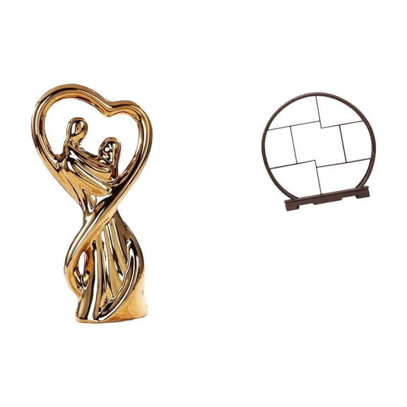 Couple Statue Figurine Sculpture Ceramic Material Gift for Anniversary Home Office Decor Display Stand