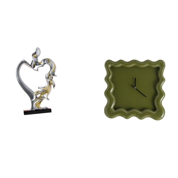 Couple Statue Wall Clock Figurine Modern Resin Material Home Bedroom Living Room Wedding Decor Anniversary Gift