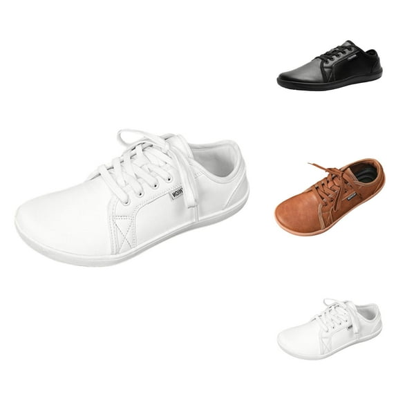 Couple Style Men's And Women's Solid Color Strap Leather Casual Shoes Large Size Barefoot Shoes Wide Last Sports Casual Shoes Shoes For Men Sneakers