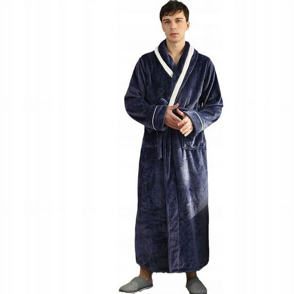 Couple Style Nightgown, Autumn and Winter, Lace-up All-in-one Pajamas, Large Size V-neck, Flannel Bathrobe, Long Style