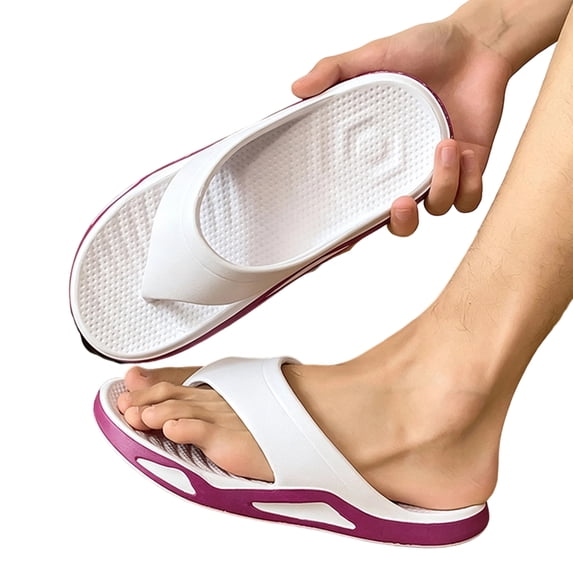 Couple Summer Flip‑Flops, Non‑Slip Thick‑Sole EVA Bathroom Slippers, Soft Cushion House Sandals For Indoor Outdoor Beach Household Daily Wear Purple