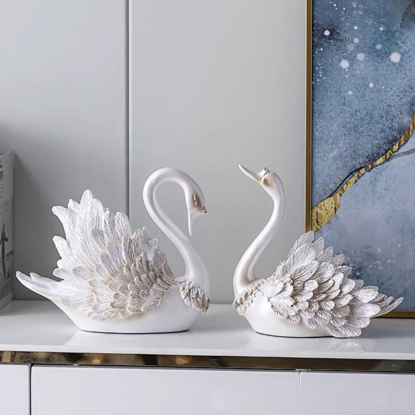 Couple Swan Ornament Living Room TV Cabinet Swan Ornament Modern Home Decoration Wedding Gifts ...