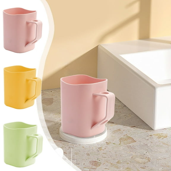 Couple Toothbrush Cup, Modern Rinsing Mug with Creative Handle, Thickened Plastic Drinking Jar, Durable High Quality Wash Cup, Stylish Bathroom Dental Care Accessory, 1 Pack, By UKHCCC