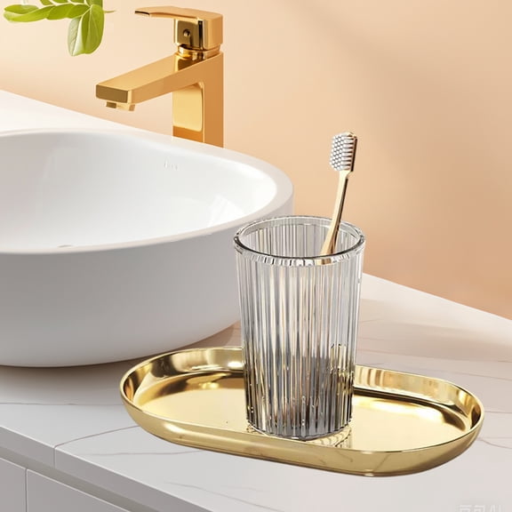 Plastic Mouthwash Cup Holder Set - Non-Slip Toothbrush Cup for Bathroom Sink, Travel & Home Use - White, 11x7x5.5cm, Compact Brushing Cup for Couples