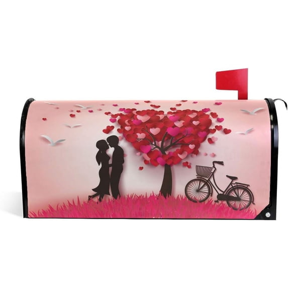 Couple Under A Love Tree Valentine''s Day Magnetic Mailbox Cover Oversized for Garden Yard Outdoor Decorations-25.5" x20.8