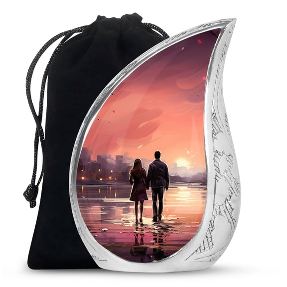 Couple Urns for Ashes, Teardrop Urn for Ashes for Women, Large Cremation Urn 10 Inch, Burial Urns for Adult Human Ashes, Memorial Urns for Human Ashes Adult Female, Funeral Decorative Urns, Metal Urn