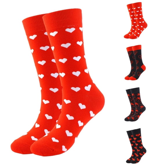 Couple Valentine Heart Lips Pattern Cotton Crew Socks Funny Novelty His and Hers Matching Socks