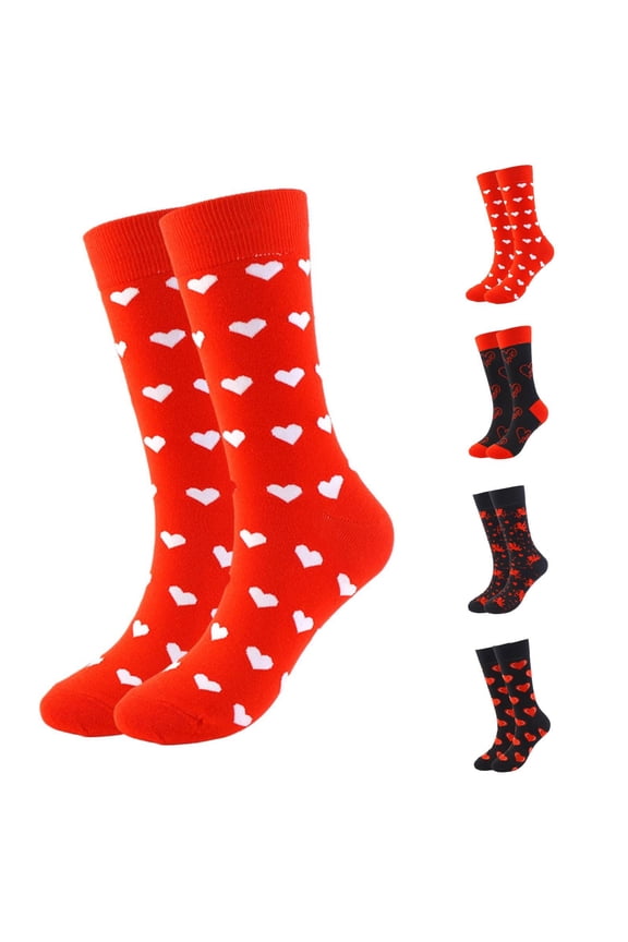 Couple Valentine Heart Lips Pattern Cotton Crew Socks Funny Novelty His and Hers Matching Socks