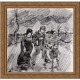 thumbnail image 1 of Couple Walking Arm in Arm with a Child in the Rain 20x20 Gold Ornate Wood Framed Canvas Art by Vincent van Gogh, 1 of 2