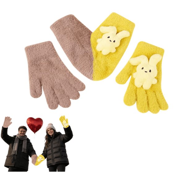 Couple Warm Gloves - Gloves for Lovers, Winter Warm Gloves, Hand Holding Mittens | Touch Screen Funny Couples Gloves for
