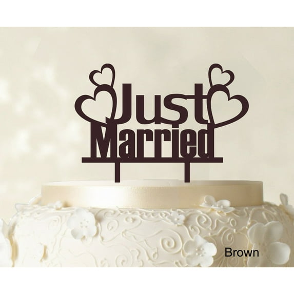 "Couple Wedding Cake Topper Personalized Brown Cake Topper Color Option Available 5""-7"" Inches Wide"