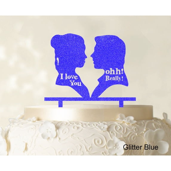 "Couple Wedding Cake Topper Personalized Glitter Blue Cake Topper Color Option Available 5""-7"" Inches Wide"