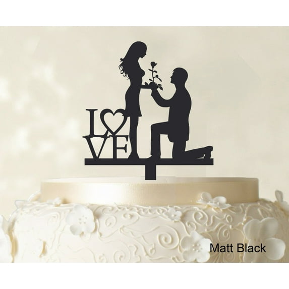 "Couple Wedding Cake Topper Personalized Matt Black Cake Topper Color Option Available 5""-7"" Inches Wide"