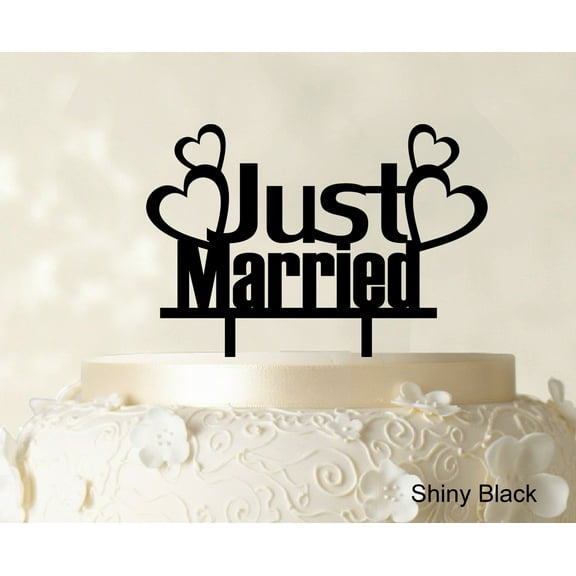 "Couple Wedding Cake Topper Personalized Shiny Black Cake Topper Color Option Available 5""-7"" Inches Wide"