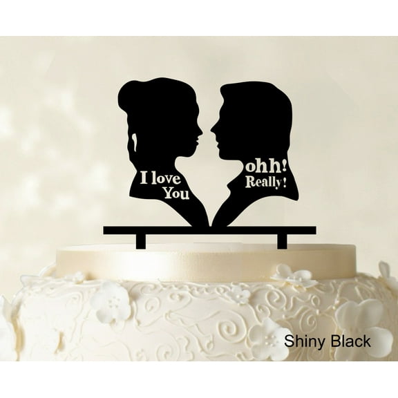 "Couple Wedding Cake Topper Personalized Shiny Black Cake Topper Color Option Available 5""-7"" Inches Wide"