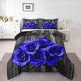 thumbnail image 1 of YST Couple Wedding Comforter Valentine'S Day Rose Floral Bedding Set Queen Romantic Royal Blue Rose Comforter Set For Girls Women Pastoral Farmhouse Flowers Quilt Duvet Insert 2 Pillow Cases, 1 of 7