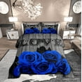 thumbnail image 1 of YST Couple Wedding Comforter Valentine'S Day Rose Floral Bedding Set Queen Romantic Royal Blue Rose Comforter Set For Girls Women Pastoral Farmhouse Flowers Quilt Duvet Insert 2 Pillow Cases, 1 of 6