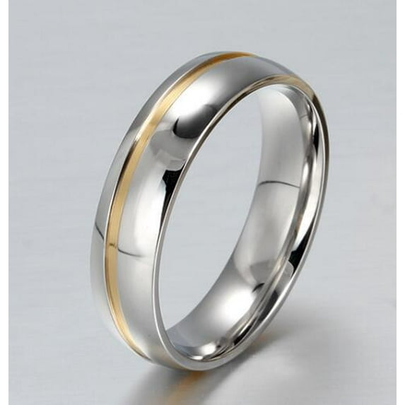 Couple Wedding Rings Stainless Steel Band With CZ Cubic Zirconia 6mm Lovers Promise Anniversary Gift IdeaToday