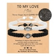 Couple Woven Bracelet With Card Projection Of 100 Languages I Love You