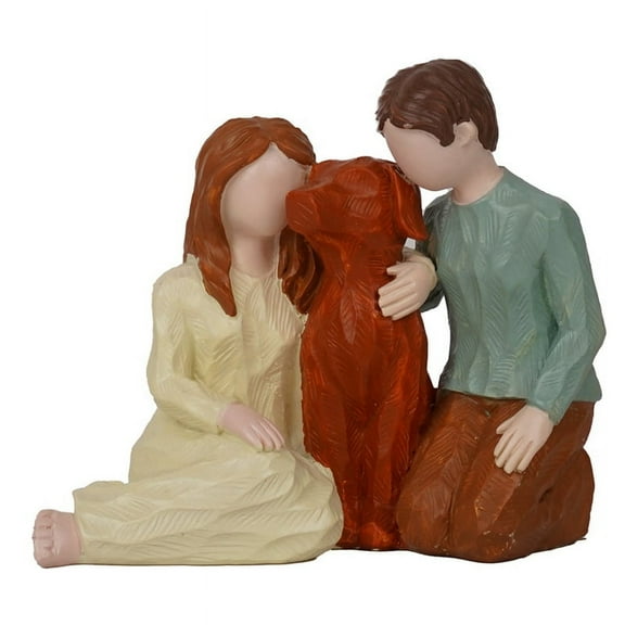 Couple and Dog Statue Souvenir Family Lover Sculpture Suitable for Home Display Gift Giving