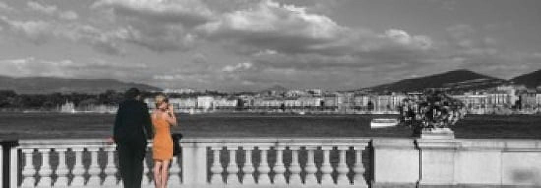 Couple at Leman Geneva Switzerland Canvas Art - Panoramic Images (18 x 7)