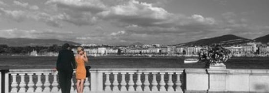 Couple at Leman Geneva Switzerland Canvas Art - Panoramic Images (36 x 13)