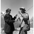 thumbnail image 1 of Couple fishing in mountain landscape Poster Print (24 x 36), 1 of 4