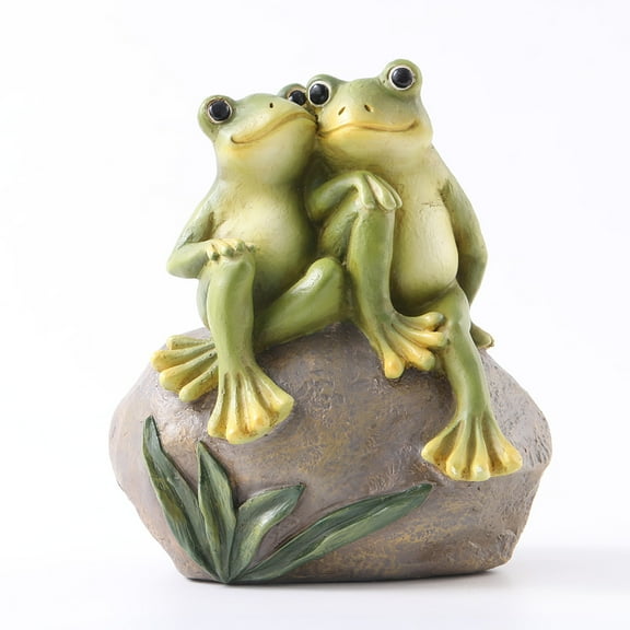 Couple for Frog on Stone Statues Resin Figurines Ornament Fun LoverAn1ma1Romantic Sculpture Home Office Garden Decorat