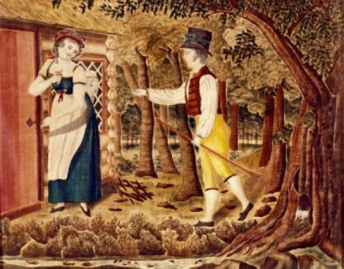Couple in a Landscape -20th C Pennsylvania Dutch 20TH C Artist Unknown OIL ON CANVAS Canvas Art - (18 x 24)