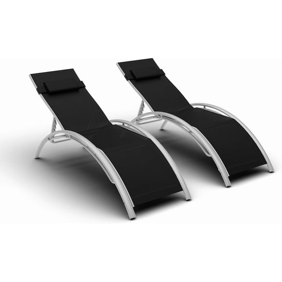 Couple of Heavy-Duty Patio Chaise Lounge Chairs - Adjustable Aluminum Frame - Perfect Addition to Any Outdoor Space
