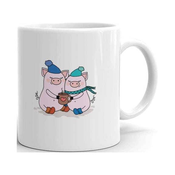 Couple of Pigs in Love with Funny Coffee Tea Ceramic Mug Office Work Cup Gift 11 oz
