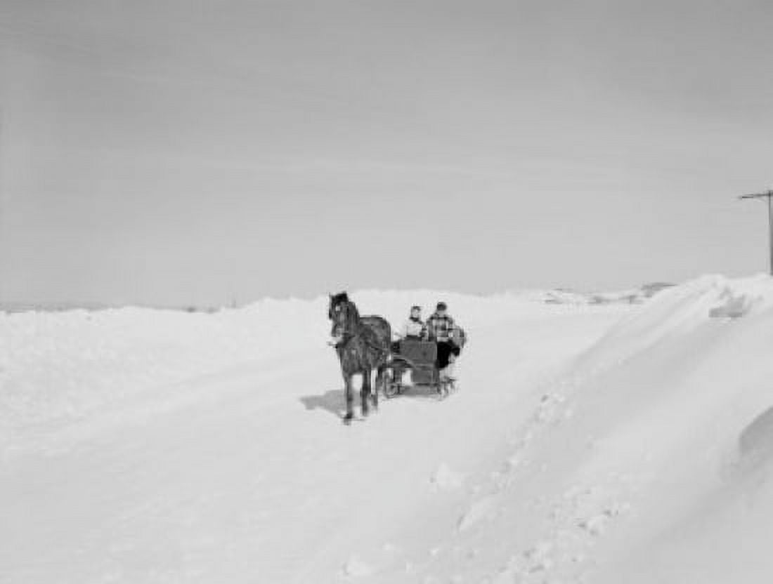 Couple riding in horsedrawn sleigh Canvas Art - (18 x 24)