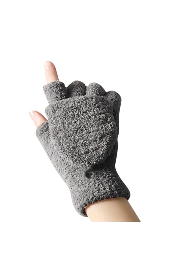 Couple's Cold-Proof Half-Finger Gloves With Flipped Coral Design For Outdoor Winter Activities And Daily Use