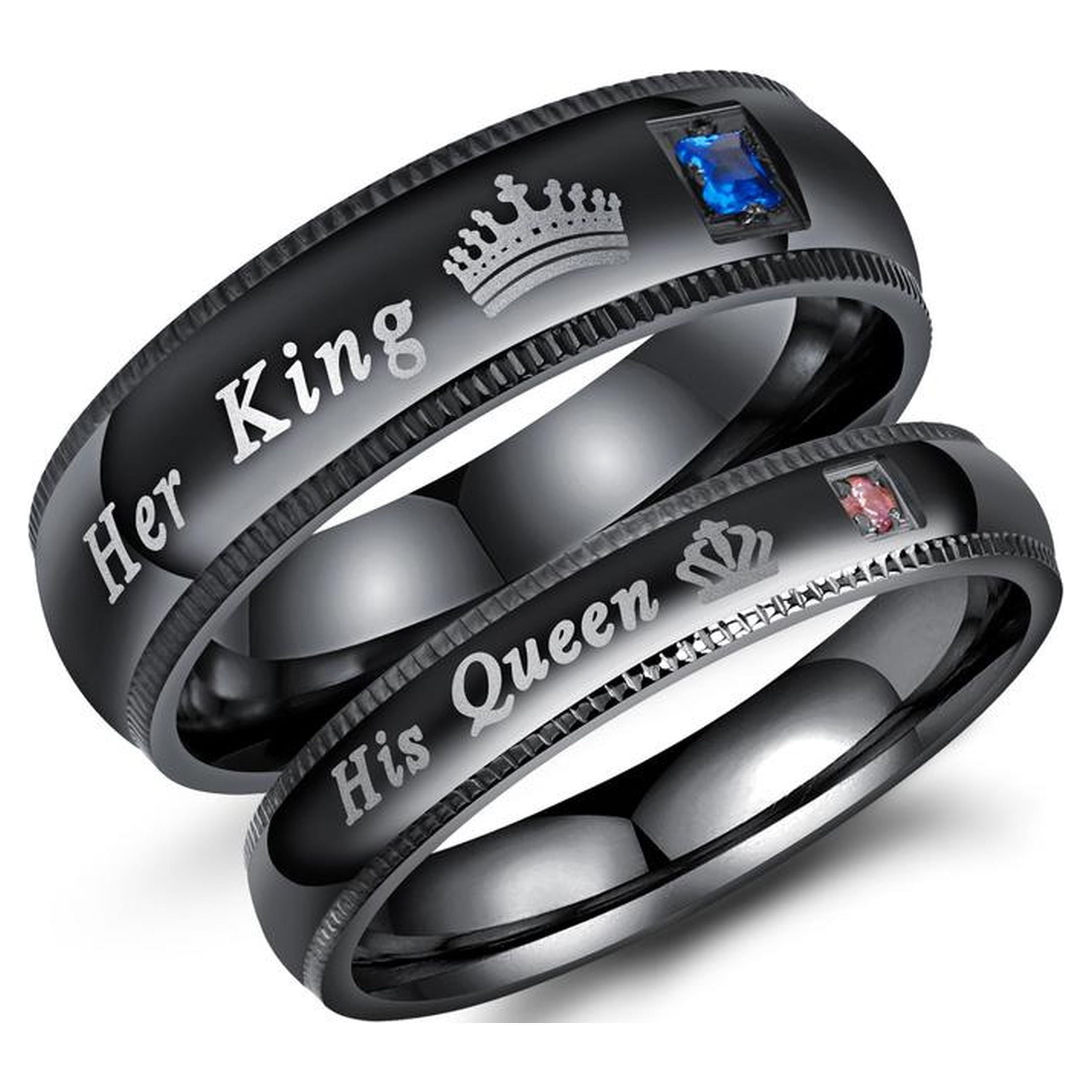 Couple Rings in White Gold Plated Sterling Silver Lovers Jewelry Uniqu –  igemstonejewelry