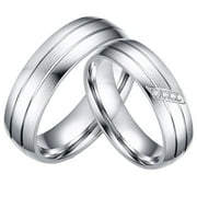 ARCO IRIS JEWELRY Couple's Matching Promise Ring, His or Hers Stainless Steel Comfort Fit Wedding Band for Men or Women