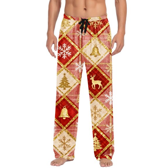 Couple's Plaid-Patterned Elastic Waist Sleep Pants 2025 Trendy Unisex Straight Leg Dual Pockets Loose Comfortable Home Loungewear Matching Bottoms