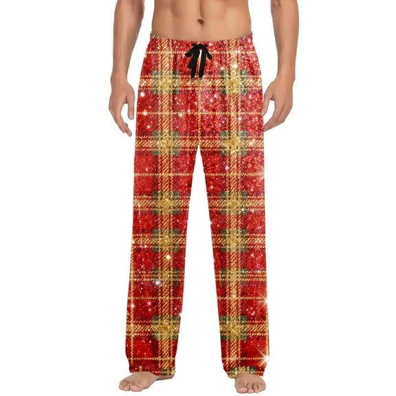Couple's Plaid-Patterned Elastic Waist Sleep Pants 2025 Trendy Unisex Straight Leg Dual Pockets Loose Comfortable Home Loungewear Matching Bottoms
