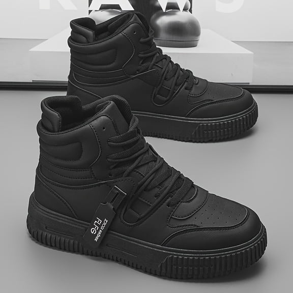 Couple's Retro High-Top Skate Shoes: Unique Double-Lace Design, Round Toe | Breathable Comfort Lining | PU Upper & Elastic Cushioned PVC Sole for Autumn/Winter Running Outdoor Hiking Casual Wear