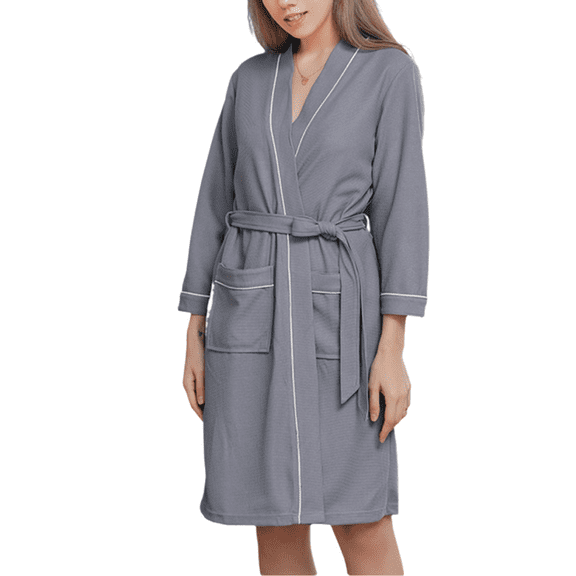 Couple's Waffle Knit Robes Lightweight Full-Length Spa Robes For Women Kimono Bathrobe Fast-Drying