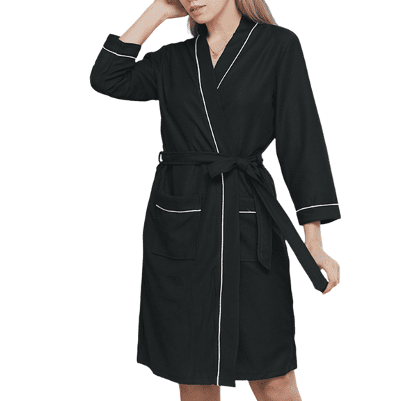 Couple's Waffle Knit Robes Lightweight Full-Length Spa Robes For Women Kimono Bathrobe Fast-Drying